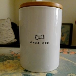 *PRICEDROP!* Doggy Treat Ceramic Canister w/ Wooden Detachable Lid